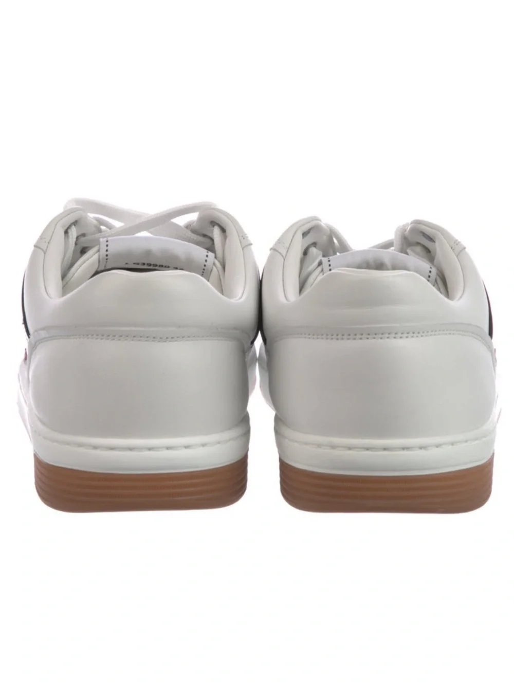 CHANEL White Leather Sneakers with Red CC and Black Panel